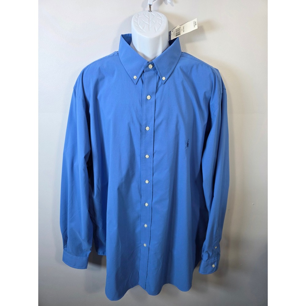 Ralph Lauren Performance Mens 2XLT Blue Button Down Shirt Long Sleeve NWT